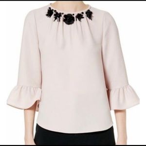 Kate Spade Embellished Pink Champagne Crepe Top XS